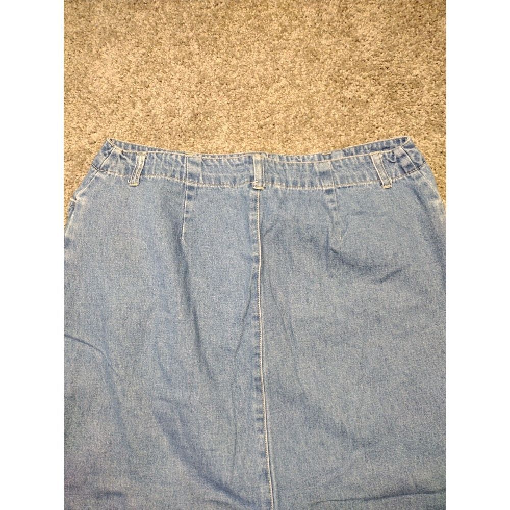 Vintage Jean Skirt Womens Size 14 Blue Denim Maxi Modest 90s Homeschool Buttons - Picture 7 of 8